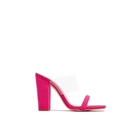 Cape Robbin Getaway Fuchsia Transparent Clear Block Heel Mule Sandals | Walmart (US)