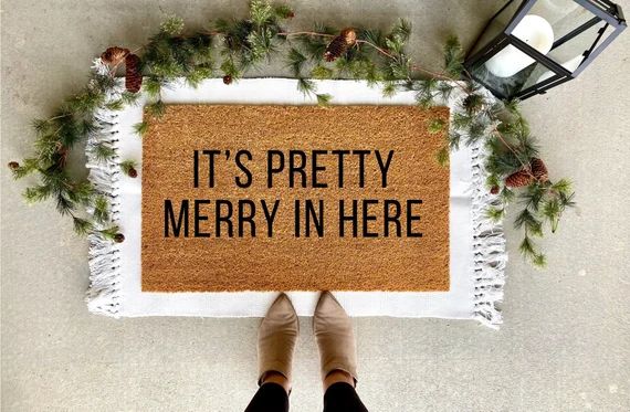 It's Pretty Merry In Here Funny Christmas doormat, Christmas decor, personalized doormat, holiday... | Etsy (US)
