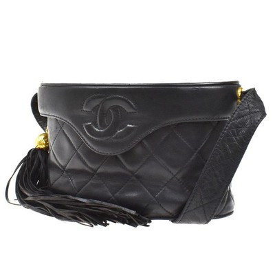 CHANEL CC Logo Matelasse Tassel Shoulder Vanity Bag Leather Black Italy 95KB241 | eBay US