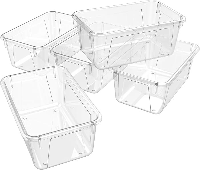 Storex Small Cubby Bins – Plastic Storage Containers for Classroom, 12.2 x 7.8 x 5.1 inches, Cl... | Amazon (US)