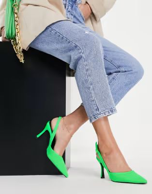 ASOS DESIGN Samber slinback stiletto heels in green | ASOS (Global)