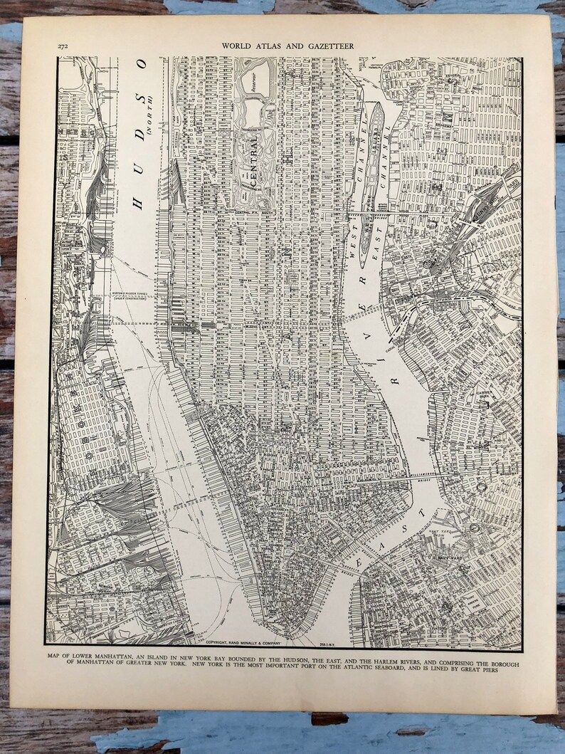 Antique Map of Lower Manhattan. New York City Map. NYC 1937 | Etsy | Etsy (US)