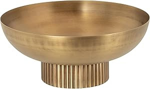 Kate and Laurel Rooks Ribbed Decorative Metal Bowl, 12 Inch Diameter, Brass, Modern Raised Fruit ... | Amazon (US)