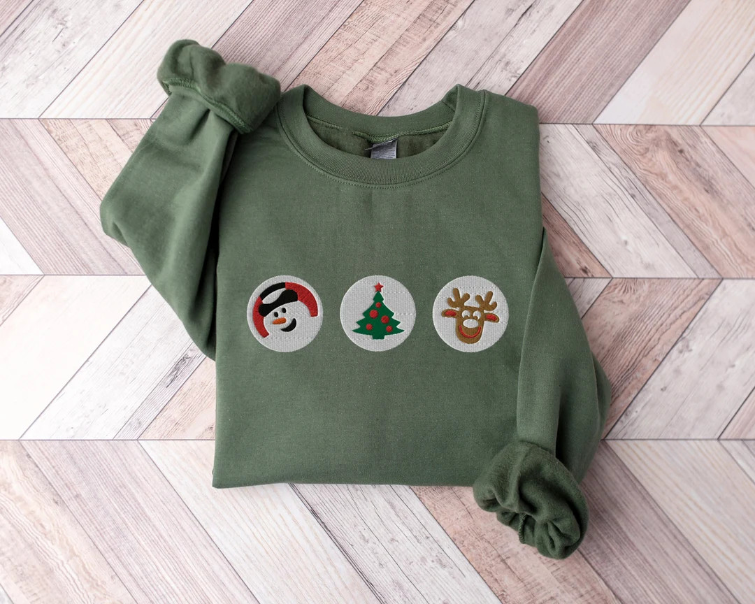 Embroidered Christmas Sweatshirt for Women Christmas Cookies - Etsy | Etsy (US)