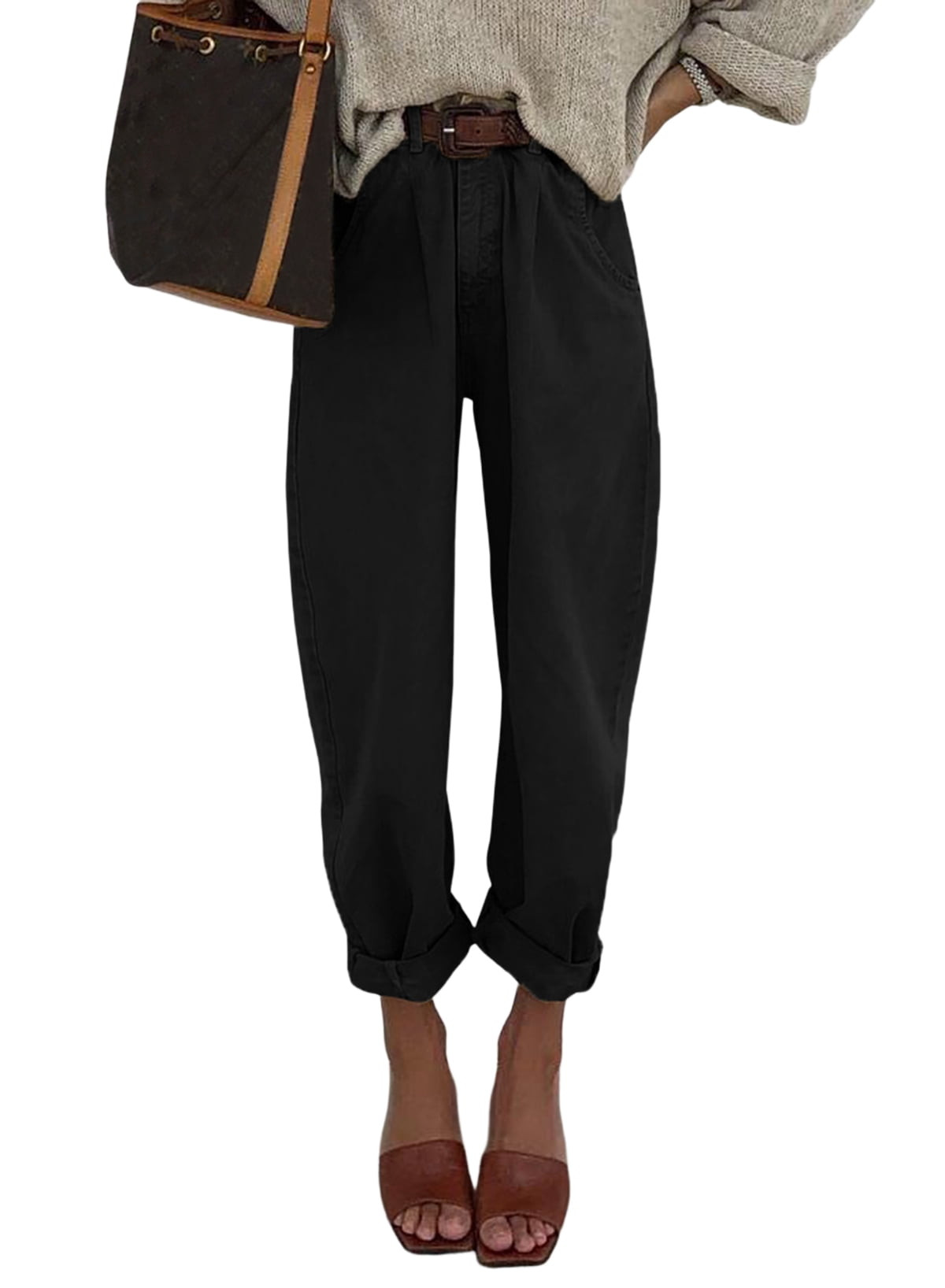 Dokotoo Womens High Waisted Baggy Jeans Boyfriend Cropped Denim Pants | Walmart (US)