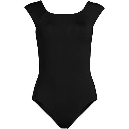 Women's Chlorine Resistant Tummy Control Cap Sleeve X-Back One Piece Swimsuit | Lands' End (US)