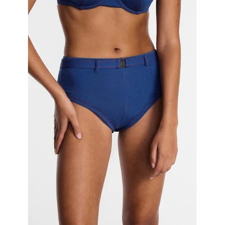 Kacey Lee Women's and Women's Plus High Waisted Boyshort Bikini Bottoms with Pockets, Sizes XS-3X | Walmart (US)