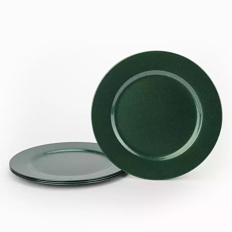 Green Glitter Christmas Chargers, Set of 4 | Kirklands Home | Kirklands