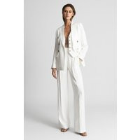 White Willow Petite Linen Blend Wide Leg Trousers | Reiss (UK)