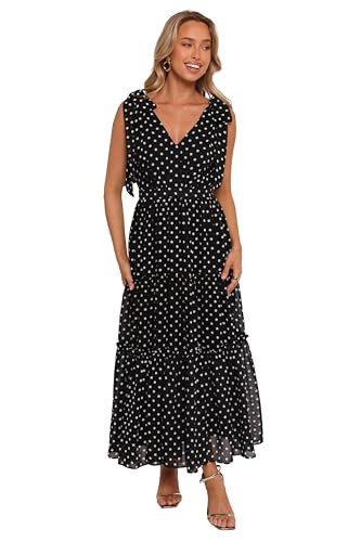 Petal & Pup Women's Ada Maxi Dress, Black Polka Dot | Amazon (US)