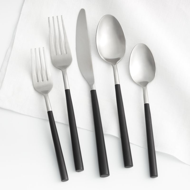 Jace 5-Piece Black Handle Flatware Place Setting + Reviews | Crate & Barrel | Crate & Barrel