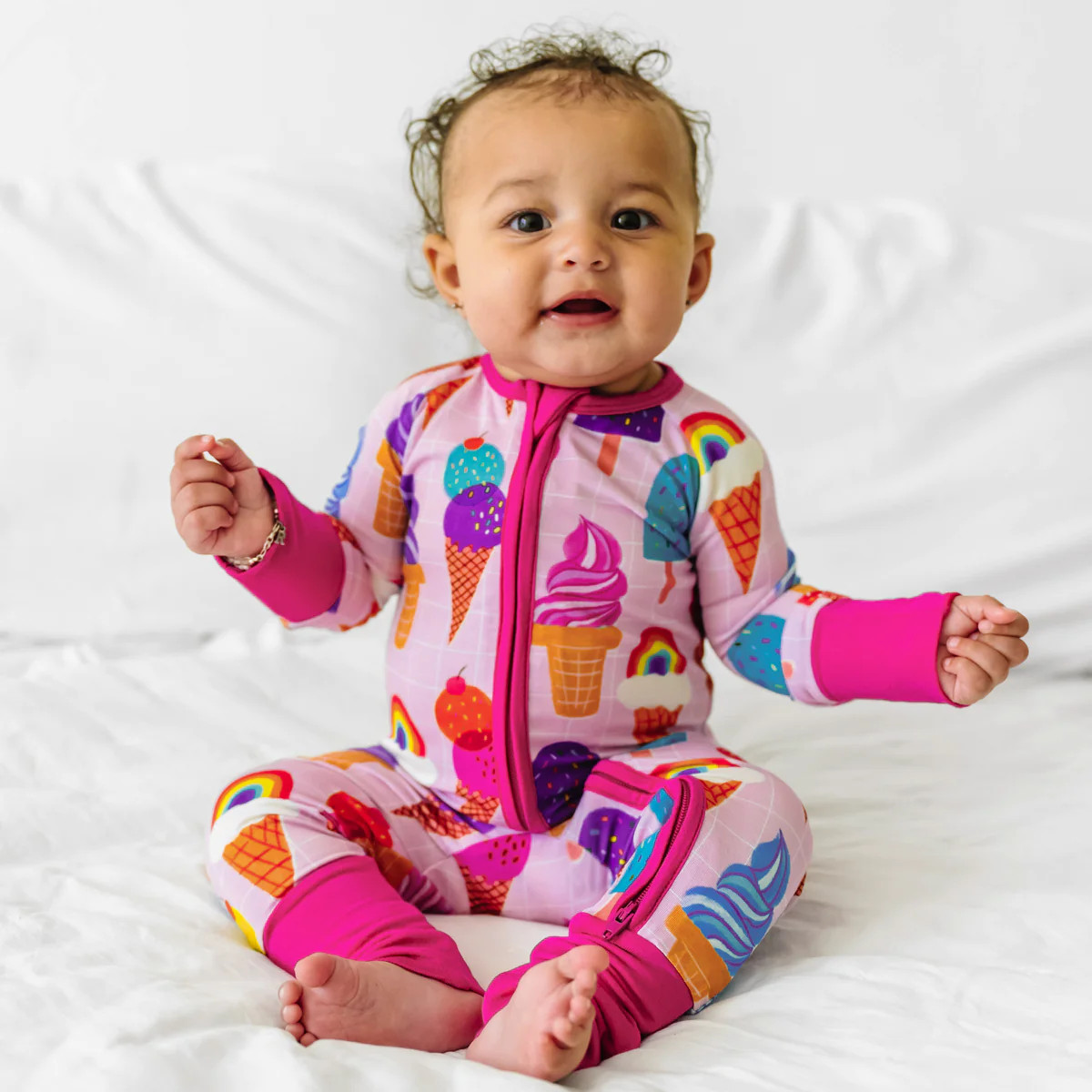 Pink Rainbow Sprinkles Bamboo Viscose Zippy | Little Sleepies