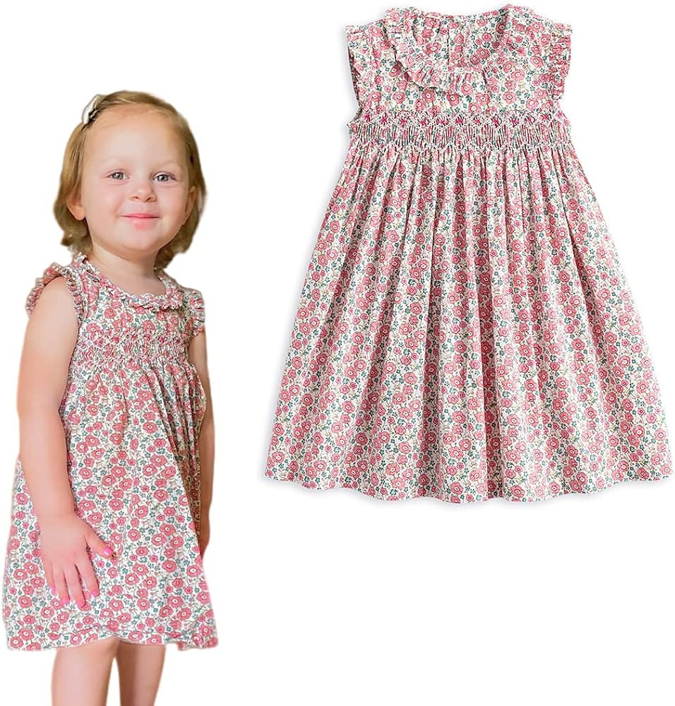 Simplee kids Baby Girls Casual Dresses Toddler Floral Dress Print Sundress Princess Dress | Amazon (US)