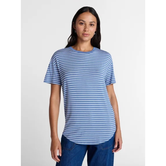Time and Tru Women's Tunic Tee with Short Sleeves, Sizes XS-XXXL | Walmart (US)