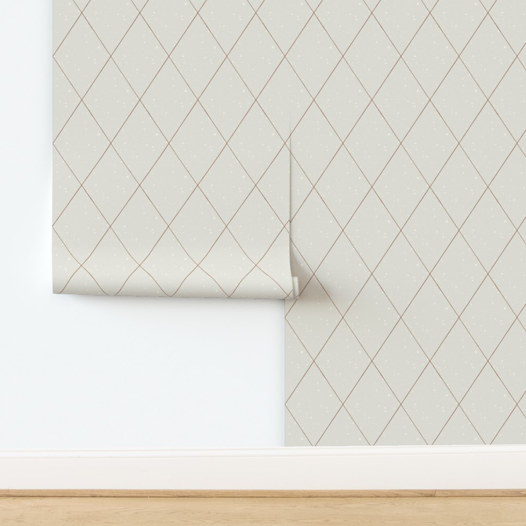 Wallpaper in Classic Cream Beige Harlequin Diamond Two Toned with Texture Small | Spoonflower