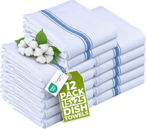 Utopia Towels Blue Dish Towels [12 Pack - 15 x 25 Inches] 100% Ring Spun Cotton Highly Absorbent ... | Amazon (US)