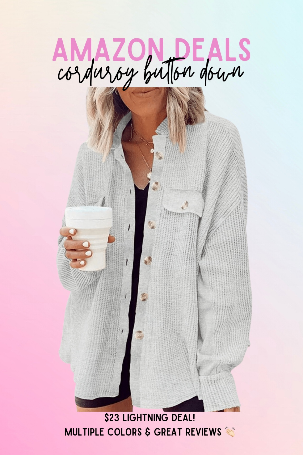 Lightning deal on Amazon! Corduroy button down. Great for layering!