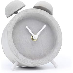Driini Concrete Twin Bell Desk and Table Clock - Battery Operated with Precise Silent Sweep Movement | Amazon (US)