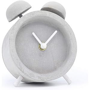 Driini Concrete Twin Bell Desk and Table Clock - Battery Operated with Precise Silent Sweep Movement | Amazon (US)