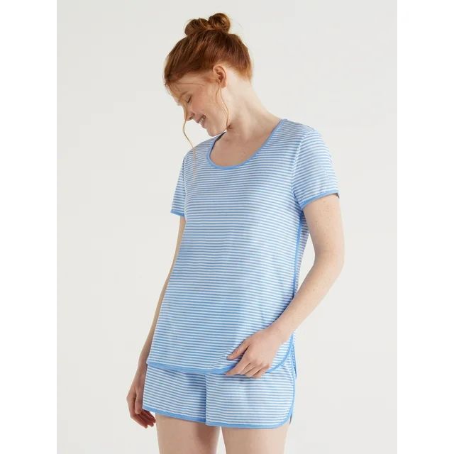 Joyspun Women's Cotton Blend T-Shirt and Shorts Pajama Set, 2-Piece, Sizes S to 3X | Walmart (US)