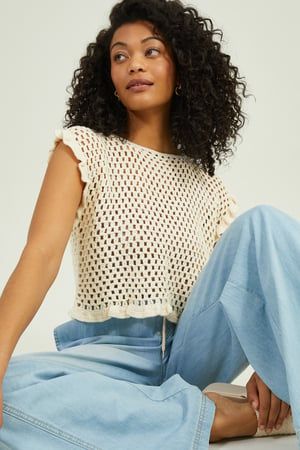 Lilah Crochet Top in Beige | Altar'd State | Altar'd State