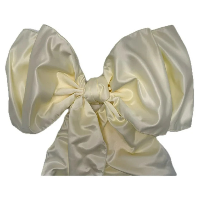 Ivory Jumbo Satin Christmas Tree Topper Bow, 22"x56", by My Texas House | Walmart (US)