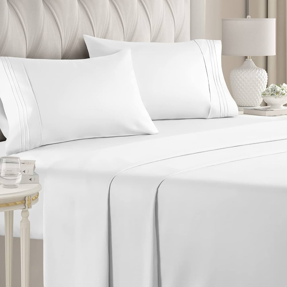 Queen Size 4 Piece Sheet Set - Comfy Breathable & Cooling Sheets - Hotel Luxury Bed Sheets for Wo... | Amazon (US)