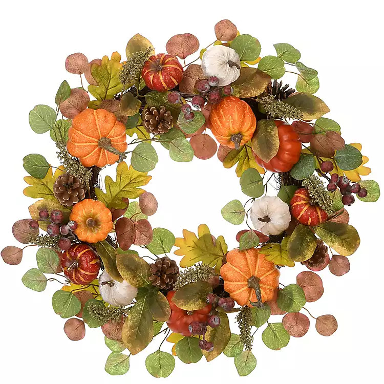 Eucalyptus Pumpkin and Pinecone Wreath | Kirkland's Home