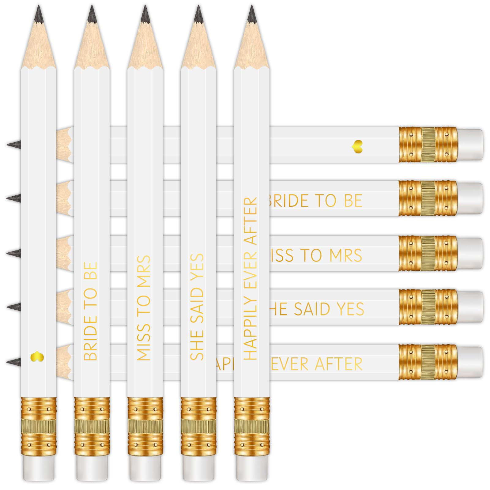 50Pcs - Bridal Shower Sharpened Half Pencils with Erasers, Pre-sharpened Pencils for Bridal Showe... | Amazon (US)