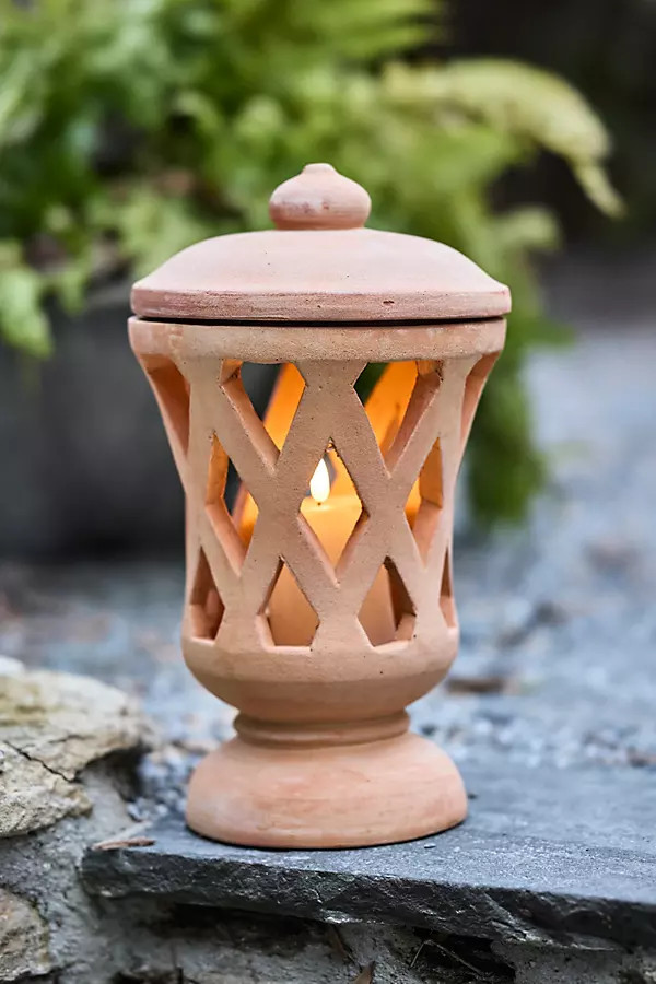 Terracotta Pedestal Lantern | Anthropologie (US)