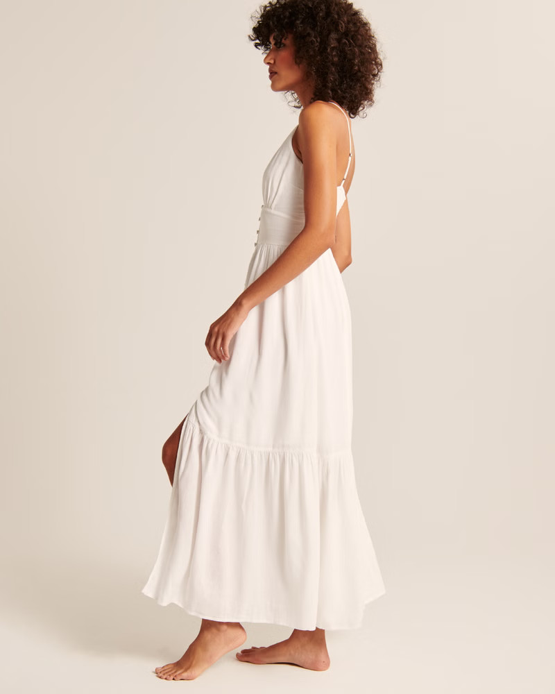 Button-Through Midaxi Dress | Abercrombie & Fitch (US)