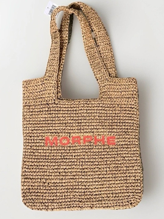 Morphe Woven Straw Tote with Coral Logo | Poshmark