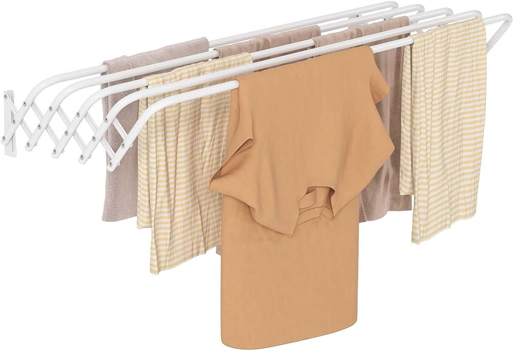 TZAMLI Clothes Drying Rack Wall Mounted, Foldable Laundry Drying Rack Metal Retractable Hanging C... | Amazon (US)