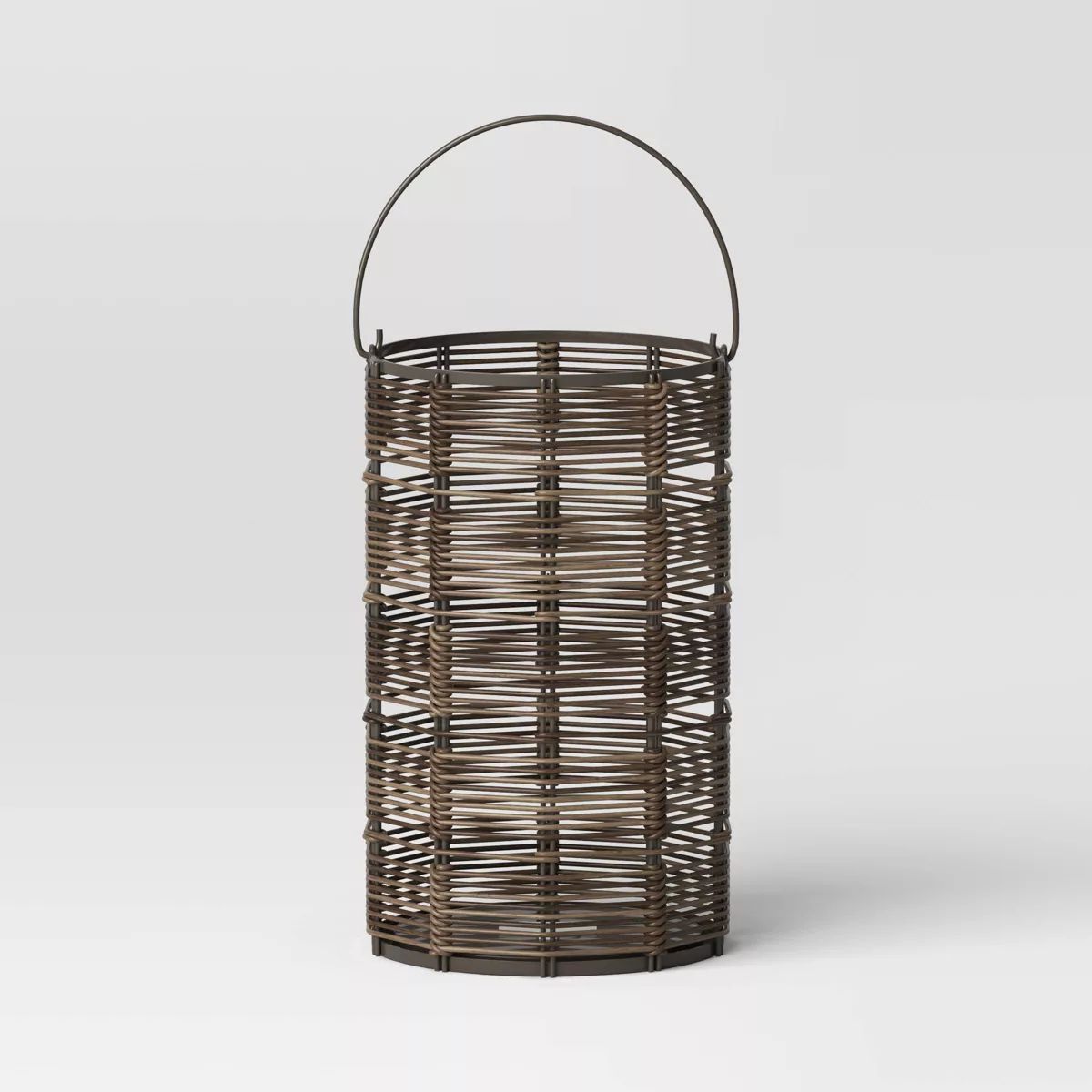 Metal and Wicker Woven Round Battery LED Outdoor Lantern Assorted Grays - Threshold™ | Target