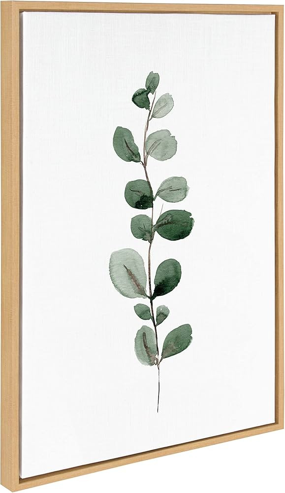 Kate and Laurel Sylvie Eucalyptus 1a Framed Canvas Wall Art by Maja Mitrovic of Makes My Day Happ... | Amazon (US)