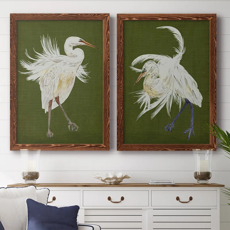 " Heron Plumage I " 2 - Pieces Painting Print (Set of 2) | Wayfair North America