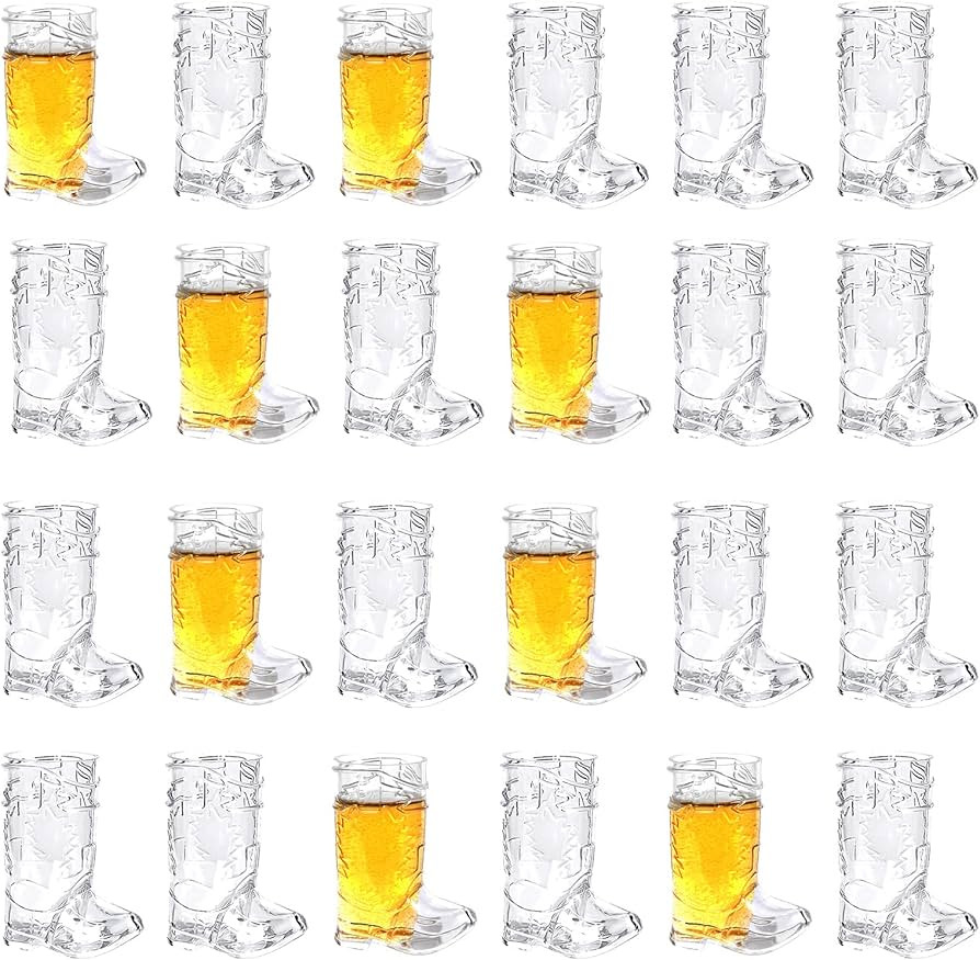 YAXINRUI Cowboy Boot Shot Glasses - 24 Pcs 1 Oz Mini Plastic Cowboy Shot Glasses Boot Cups for Co... | Amazon (US)