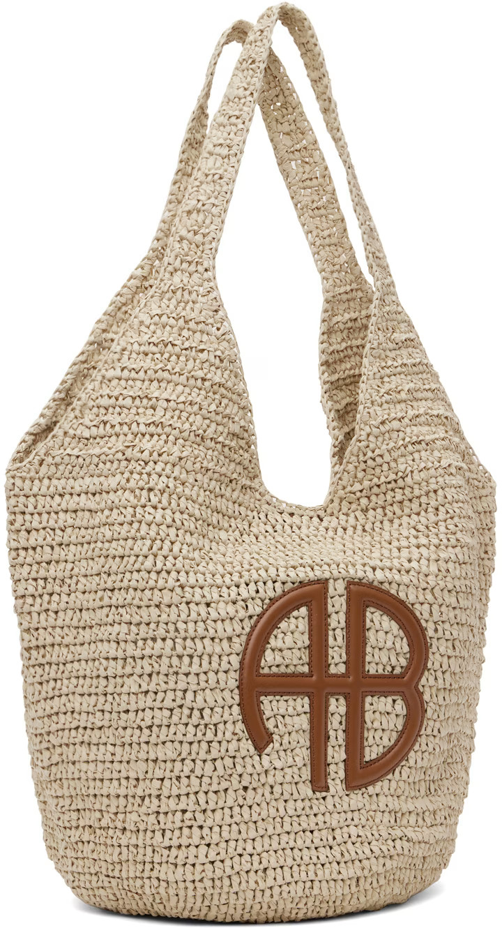 Beige Large Leah Tote | SSENSE