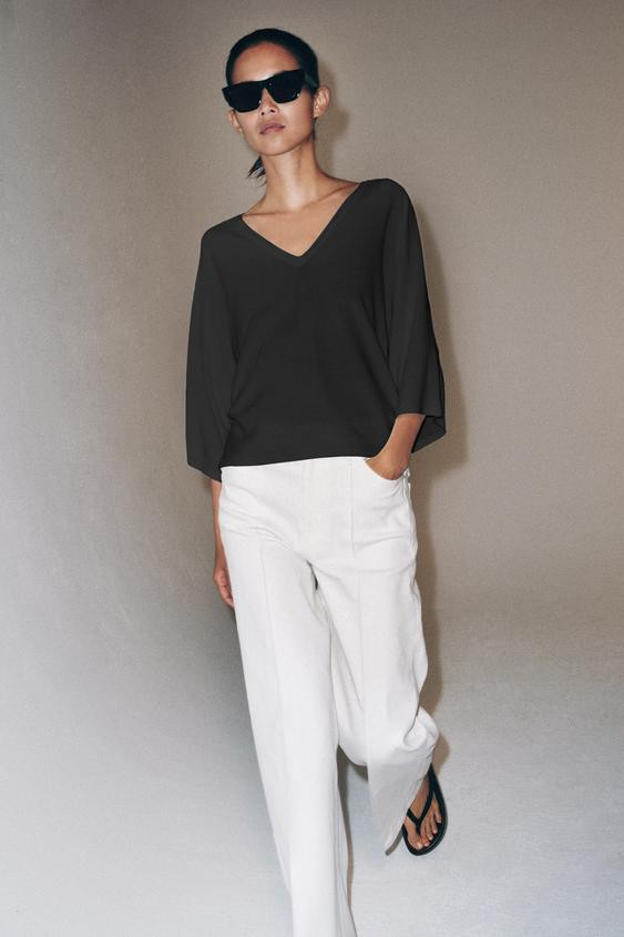 FLUID V-NECK KNIT JUMPER | Zara UK