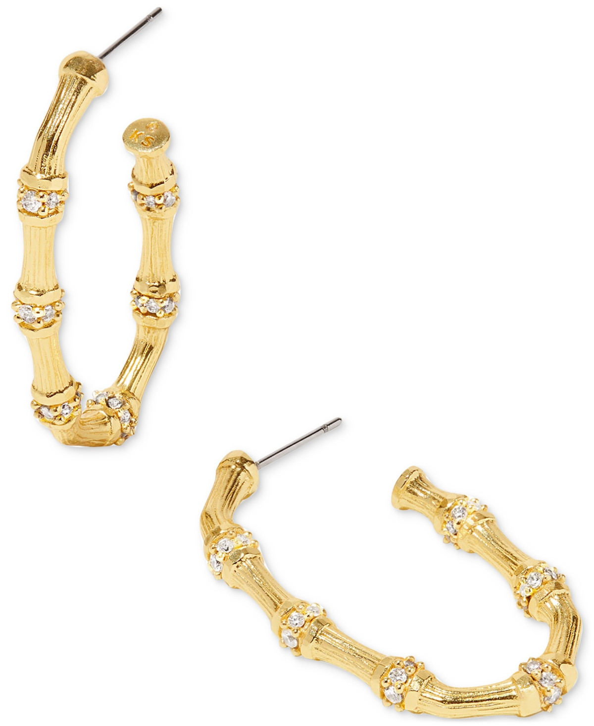 Kendra Scott Gold-Tone Maura Bamboo-Shaped Medium Hoop Earrings, 1.5" - Gold White | Macy's