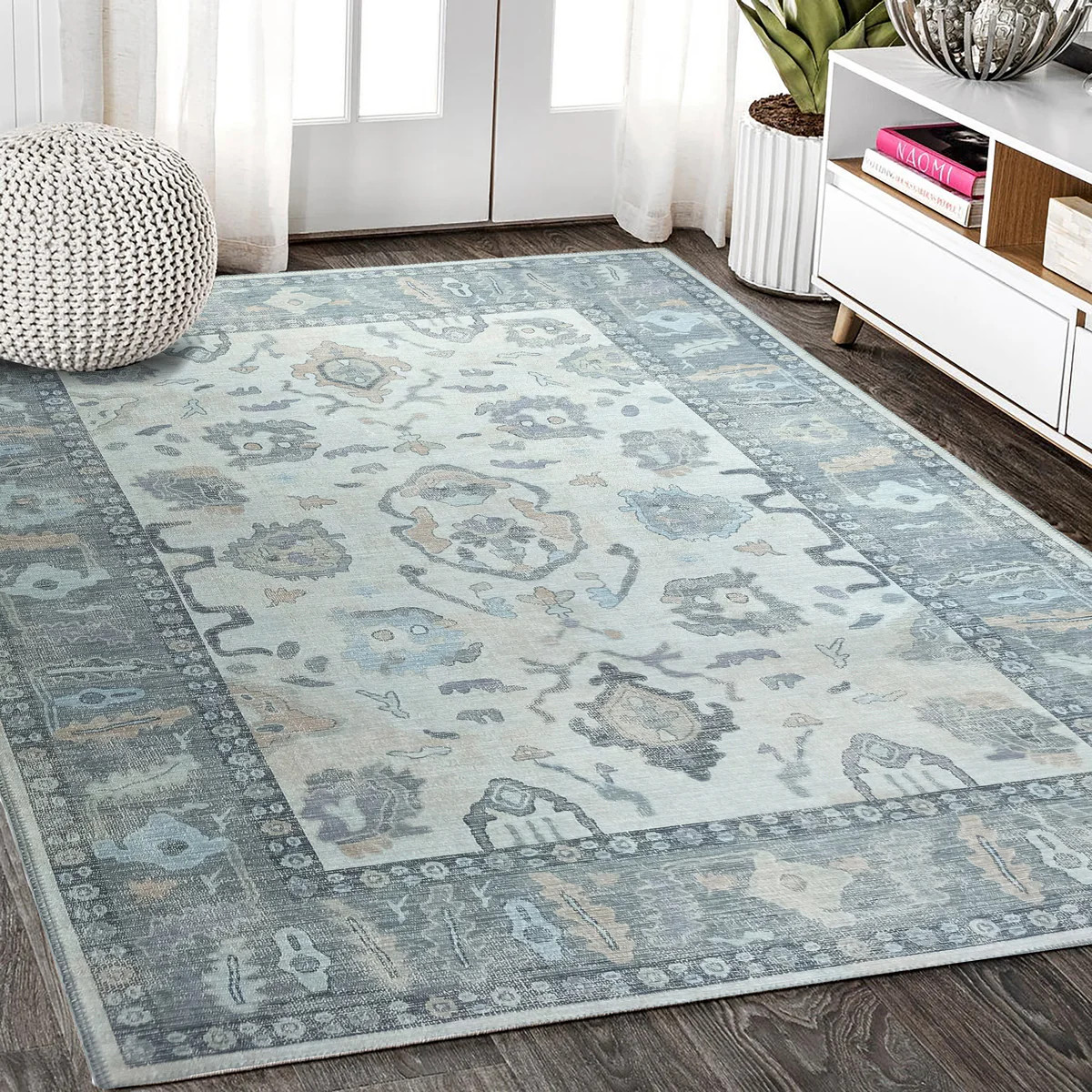 Delphine Gray, Beige & Ivory Modern Oushak Rug | Fame Rugs