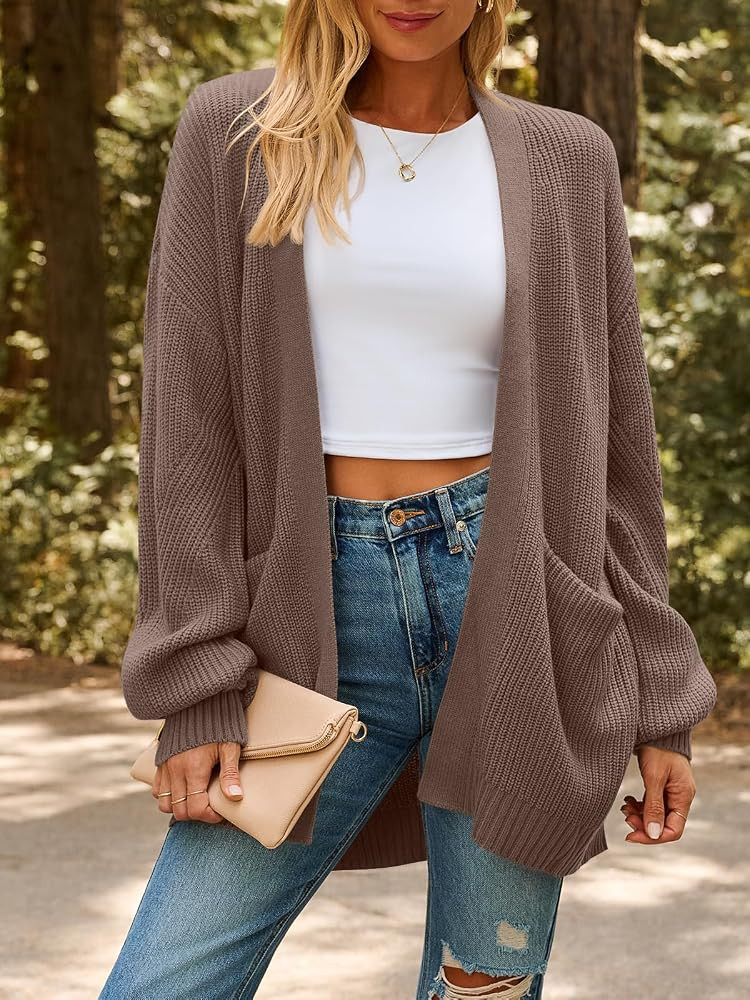 LILLUSORY Womens Oversized Cardigans Soft Knit Cardigan Sweater with Pockets | Amazon (US)