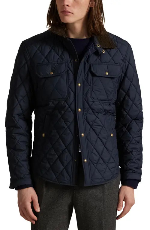 Polo Ralph Lauren The Beaton Quilted Water-Repellent Shirt Jacket in College Navy at Nordstrom, Size Xx-Large | Nordstrom
