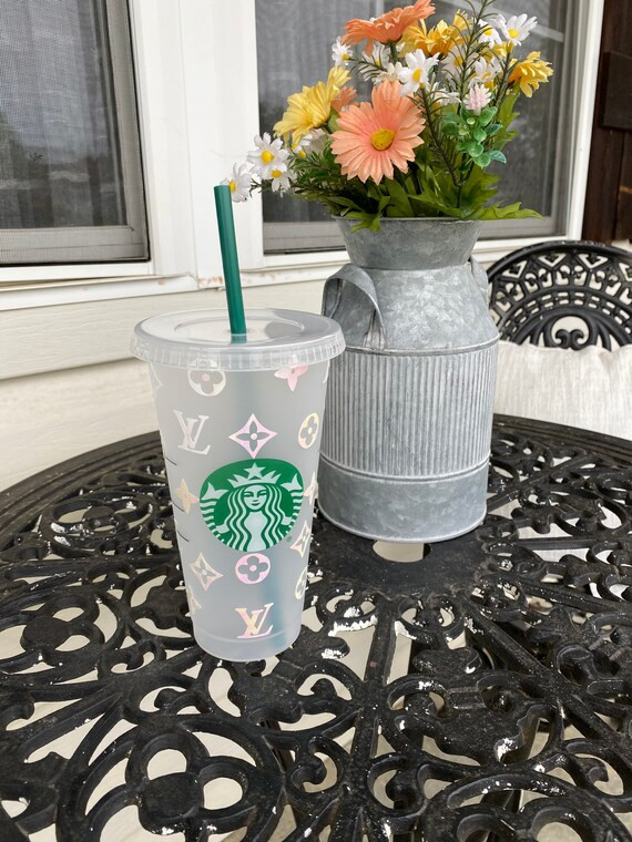 Starbucks Reusable Cold Cup, Starbucks Venti Reusable Cup, Starbucks LV inspired, Designer LV,Gif... | Etsy (US)