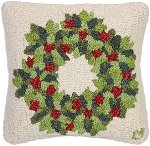 Chandler 4 Corners Artist-Designed Berries & Leaves Wreath Hand-Hooked Wool Decorative Throw Pill... | Amazon (US)