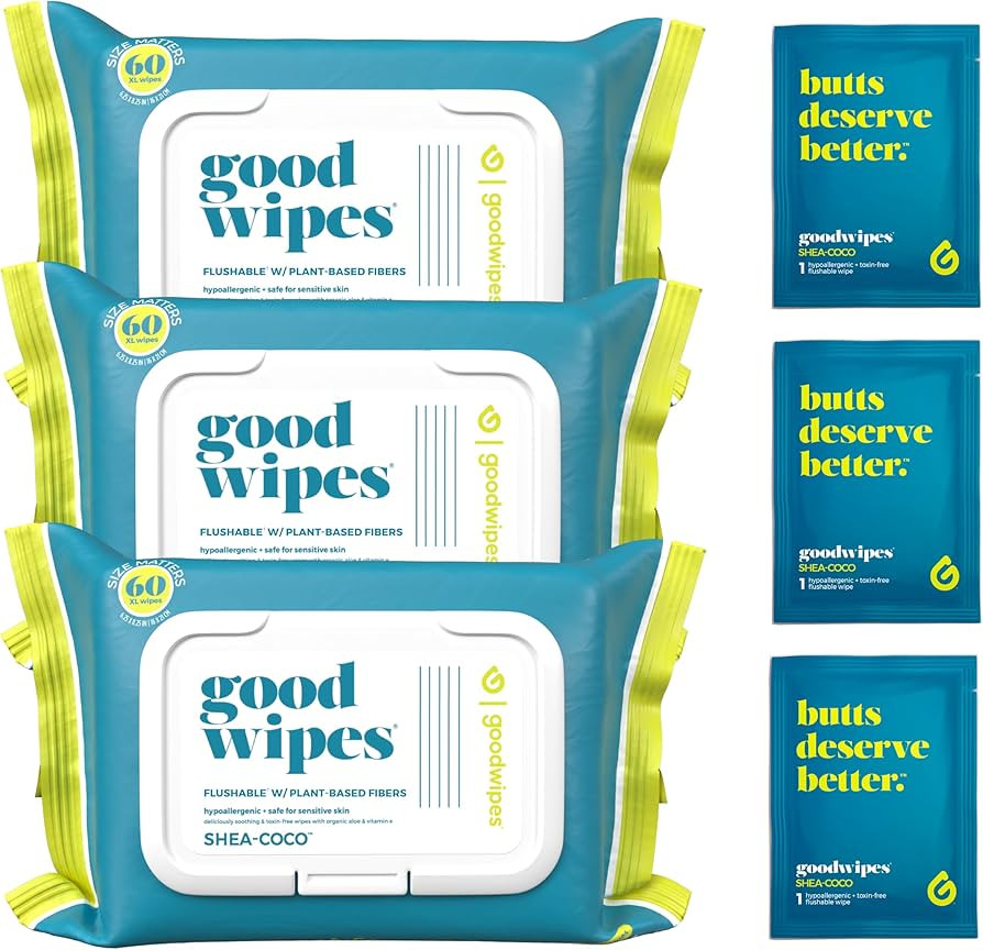 Goodwipes Flushable Butt Wipes - Vitamin E & Aloe - Soft & Gentle Wet Wipe Dispenser, Septic & Se... | Amazon (US)