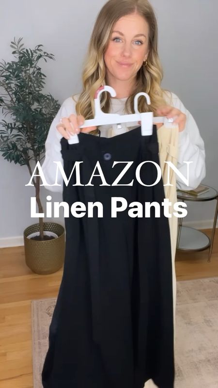 Cutest linen pants for spring and summer. Nice and comfy and can be dressed up or worn more casual! Wearing size small. 5’5” for height reference. Love the paper bag waist and the removable fabric belt  Sandals are on sale!  
#founditonamazon #amazonfashion #founditonamazonfashion 

#LTKfindsunder50 #LTKstyletip #LTKfindsunder100