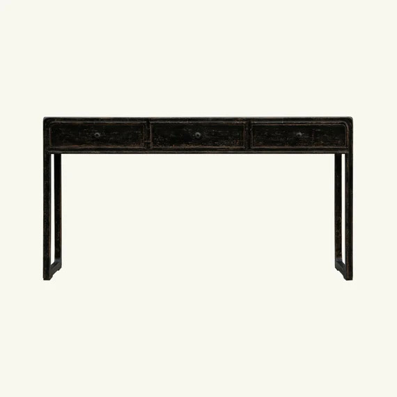 Narrow Console Table With Three Drawers Antique Black Finish - Etsy | Etsy (US)