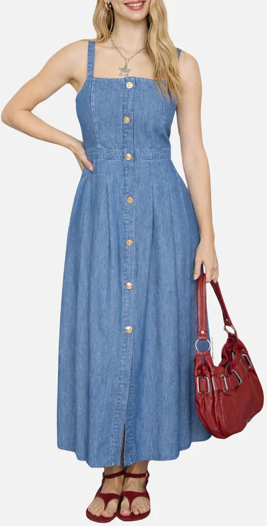 Blu Pepper Button Front Denim Midi Dress | Nordstromrack | Nordstrom Rack