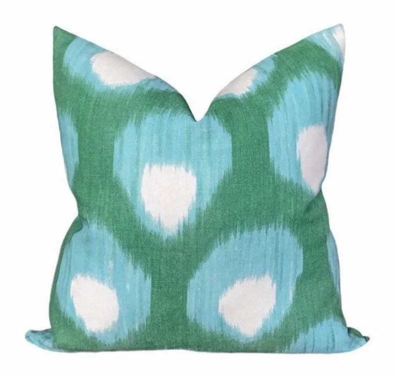 Peter Dunham OUTDOOR Pillow Cover // Bukhara in Blue/Green  // Designer Outdoor Pillow// Green Ou... | Etsy (US)